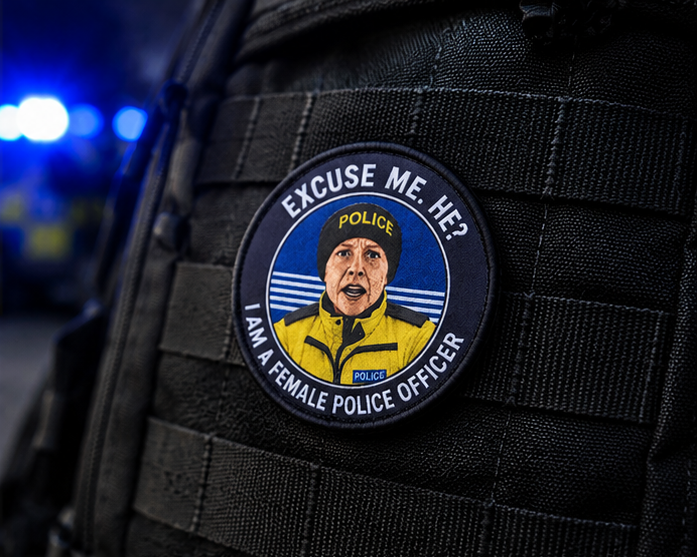 EXCUSE ME. HE? I AM A FEMALE POLICE OFFICER...